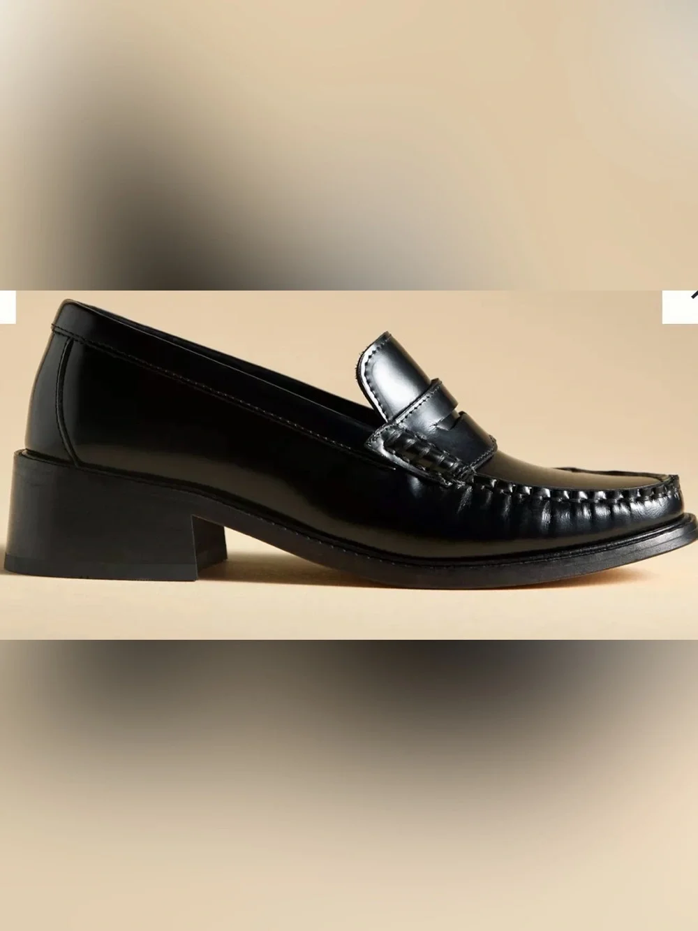 G.H. Bass WHITNEY BLACK LEATHER LOAFER BLOCK HEEL SHOE 9 $200 NEW - Picture 4 of 12